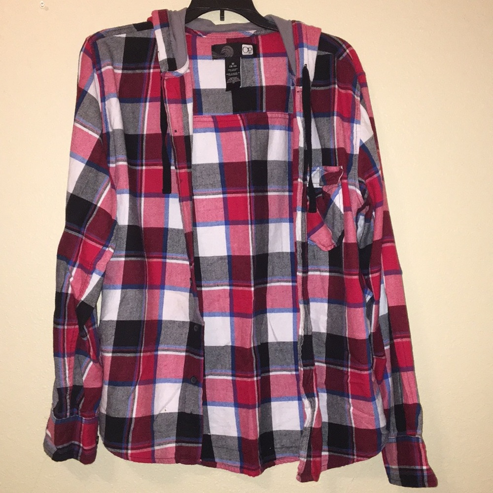 Polo button up with hood
